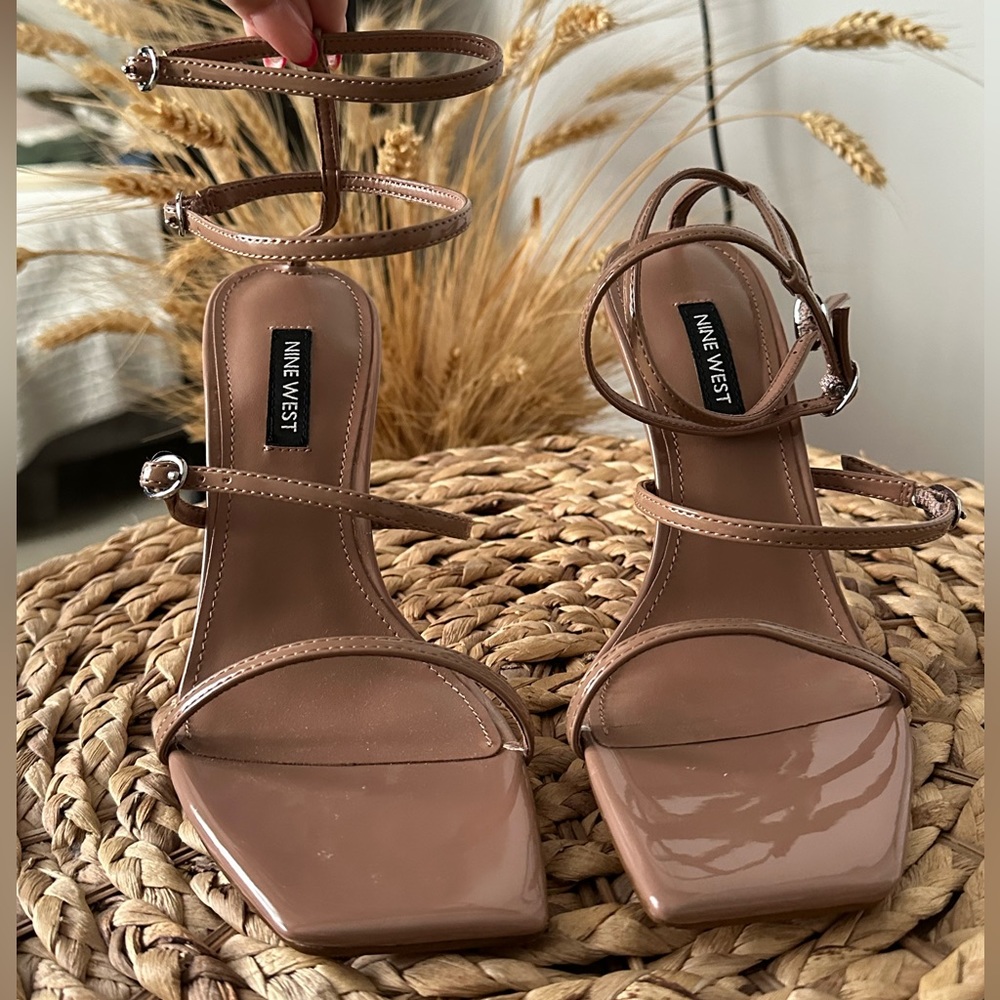 NINE WEST Womens Brown Strappy Ankle Strap Heel